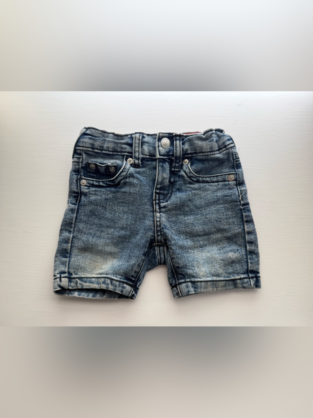 True Religion Toddler Washed Blue Denim Shorts